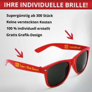 bedruckte Sonnenbrille mit Logo selbst gestalten & selbst designen | Werbeartikel | Promobrille