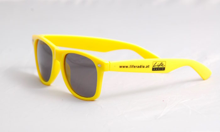 bedruckte Sonnenbrille mit Logo selbst gestalten & selbst designen | Werbeartikel | Promobrille