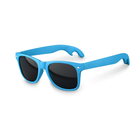 Sonnenbrille Flaschenöffner – hellblau mit Ihrem Logo