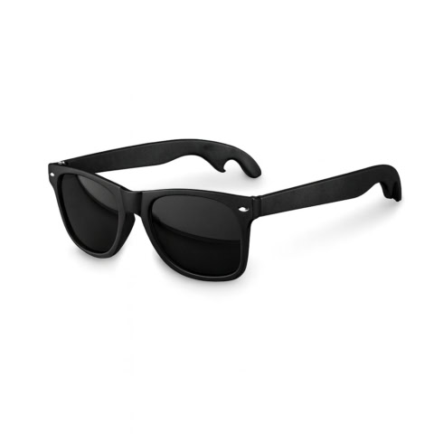 Sonnenbrille Flaschenöffner – schwarz mit Ihrem Logo