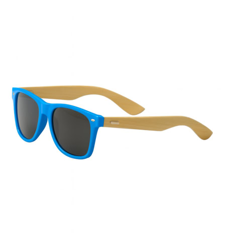 Sonnenbrille Bambus – hellblau mit Ihrem Logo